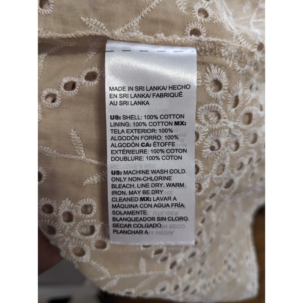 Chicos Tan Beige Cotton Eyelet Lace Tiered Midi Dress Womens Size 1 US 8 Boho - Picture 7 of 16